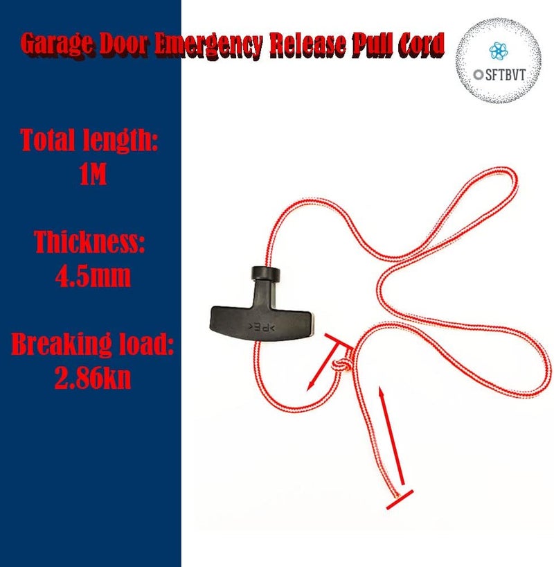 OSFTBVT Garage Door Emergency Release Pull Cord with Handle Garage Opener Rope Puller, Attic Ladder Pull Down Cord - Pack of 2 - Image 2